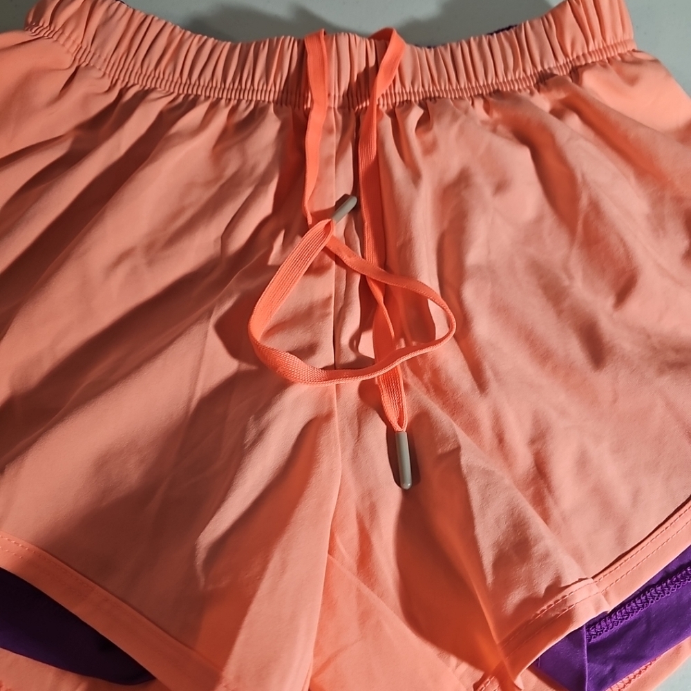 BundleAnna Kaci 2 n 1 W/pockets Workout Orange Sherbet & Purple SZ M VGUC Shorts - Picture 12 of 16